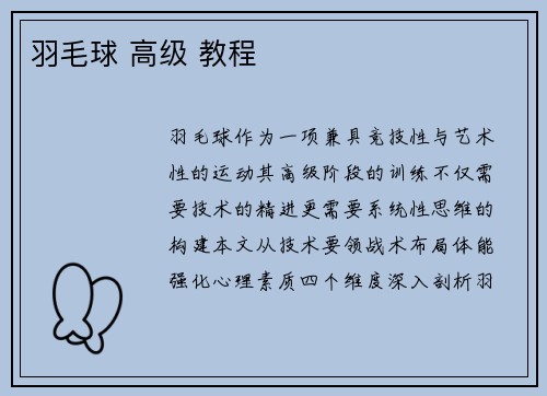 羽毛球 高级 教程
